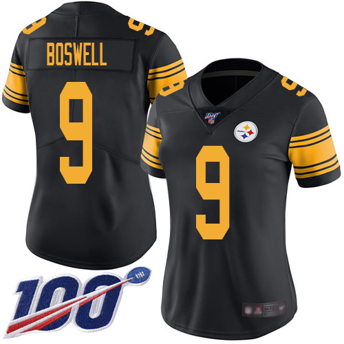 Women Pittsburgh Steelers Football #9 Limited Black Chris Boswell 100th Season Rush Vapor Untouchable Nike NFL Jersey->pittsburgh steelers->NFL Jersey